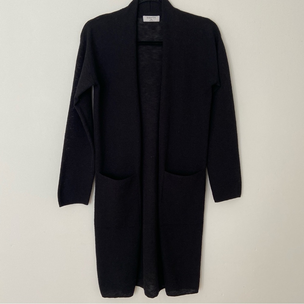 Aritzia Babaton Lance Cardigan Black Lightweight Long Open Sweater size xxs - Picture 4 of 9